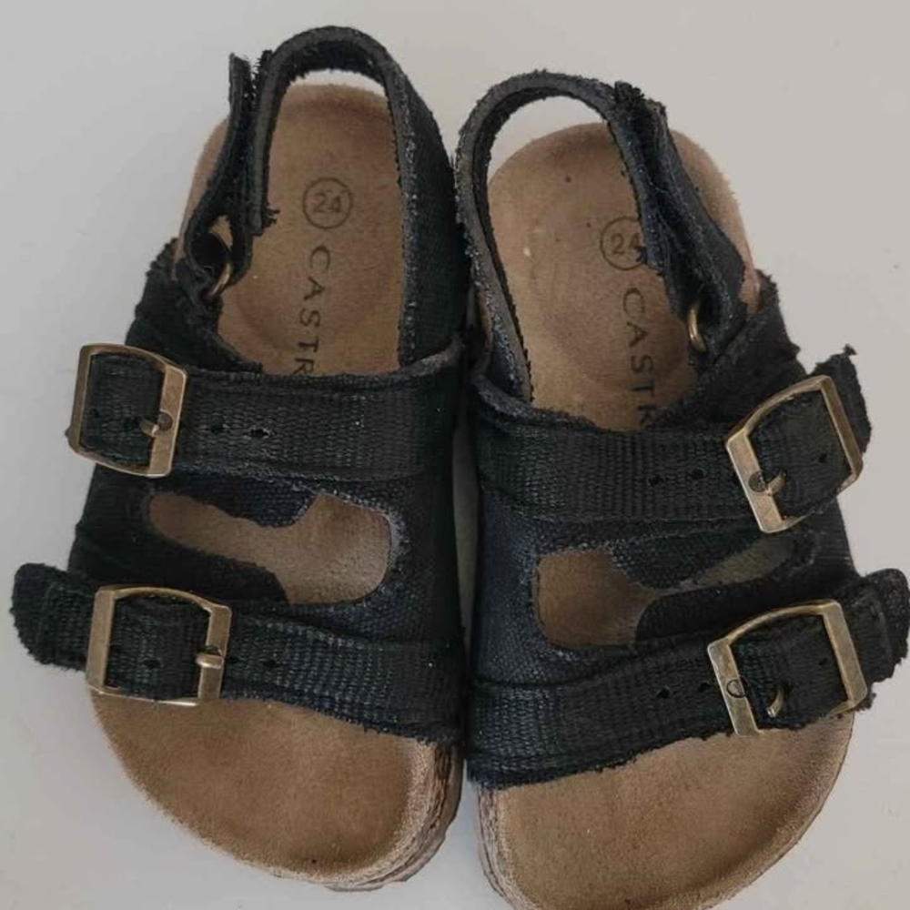 Kids Castro Black Sandals with Adjustable Straps